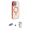 MARSİLYAN™- iPhone 12 Pro Max Kılıf Nova Işık Özel Seri - Şeffaf Uv Polymer Nano Ekran Koruyucu + Renkli Kamera Lens Koruma Cam - SI