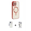 MARSİLYAN™- iPhone 12 Pro Max Kılıf Nova Işık Özel Seri - Şeffaf Uv Polymer Nano Ekran Koruyucu + Shine Kamera Lens - LT