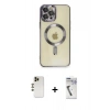 MARSİLYAN™- iPhone 12 Pro Max Kılıf Nova Işık Özel Seri - Şeffaf Uv Polymer Nano Ekran Koruyucu + Shine Kamera Lens - GD