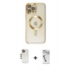 MARSİLYAN™- iPhone 12 Pro Max Kılıf Nova Işık Özel Seri - Şeffaf Uv Polymer Nano Ekran Koruyucu + Shine Kamera Lens - GD