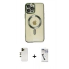 MARSİLYAN™- iPhone 12 Pro Max Kılıf Nova Işık Özel Seri - Şeffaf Uv Polymer Nano Ekran Koruyucu + Shine Kamera Lens - GD