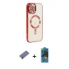 MARSİLYAN™- iPhone 12 Pro Max Kılıf Nova Işık Özel Seri - Siyah 18D Cam Ekran Koruyucu + Gold Metal Kamera Lens Koruma Cam