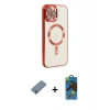 MARSİLYAN™- iPhone 12 Pro Max Kılıf Nova Işık Özel Seri - Siyah 18D Cam Ekran Koruyucu + Metal Kamera Lens Koruma Cam - GS