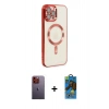 MARSİLYAN™- iPhone 12 Pro Max Kılıf Nova Işık Özel Seri - Siyah 18D Cam Ekran Koruyucu + Neon Fosforlu Kamera Lens - TU