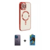 MARSİLYAN™- iPhone 12 Pro Max Kılıf Nova Işık Özel Seri - Siyah 18D Cam Ekran Koruyucu + Neon Fosforlu Kamera Lens - MI