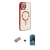 MARSİLYAN™- iPhone 12 Pro Max Kılıf Nova Işık Özel Seri - Siyah 18D Cam Ekran Koruyucu + Shine Kamera Lens Koruma Cam - SABE