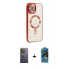 MARSİLYAN™- iPhone 12 Pro Max Kılıf Nova Işık Özel Seri - Siyah 18D Cam Ekran Koruyucu + Neon Fosforlu Kamera Lens - YL
