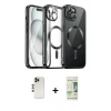 MARSİLYAN™- iPhone 12 Pro Max Kılıf Nova Işık Özel Seri - Siyah 20D Premium Cam Ekran Koruyucu + Shine Kamera Lens - GD