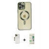MARSİLYAN™- iPhone 12 Pro Max Kılıf Nova Işık Özel Seri - Siyah 20D Premium Cam Ekran Koruyucu + Shine Kamera Lens - GD