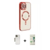 MARSİLYAN™- iPhone 12 Pro Max Kılıf Nova Işık Özel Seri - Siyah 20D Premium Cam Ekran Koruyucu + Shine Kamera Lens - GD