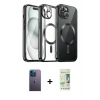 MARSİLYAN™- iPhone 12 Pro Max Kılıf Nova Işık Özel Seri - Siyah 20D Premium Cam Ekran Koruyucu + Neon Fosforlu Kamera Lens - MI