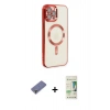 MARSİLYAN™- iPhone 12 Pro Max Kılıf Nova Işık Özel Seri - Siyah 20D Premium Cam Ekran Koruyucu + Metal Kamera Lens Koruma Cam - GD