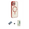 MARSİLYAN™- iPhone 12 Pro Max Kılıf Nova Işık Özel Seri - Siyah 20D Premium Cam Ekran Koruyucu + Metal Kamera Lens Koruma Cam - KI