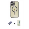 MARSİLYAN™- iPhone 12 Pro Max Kılıf Nova Işık Özel Seri - Siyah 20D Premium Cam Ekran Koruyucu + Metal Kamera Lens Koruma Cam - GD