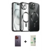 MARSİLYAN™- iPhone 12 Pro Max Kılıf Nova Işık Özel Seri - Siyah 20D Premium Cam Ekran Koruyucu + Neon Fosforlu Kamera Lens - TU