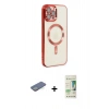 MARSİLYAN™- iPhone 12 Pro Max Kılıf Nova Işık Özel Seri - Siyah 20D Premium Cam Ekran Koruyucu + Renkli Kamera Lens Koruma Cam - YL