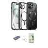 MARSİLYAN™- iPhone 12 Pro Max Kılıf Nova Işık Özel Seri - Siyah 20D Premium Cam Ekran Koruyucu + Renkli Kamera Lens Koruma Cam - PE