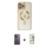 MARSİLYAN™- iPhone 12 Pro Max Kılıf Nova Işık Özel Seri - Siyah 20D Premium Cam Ekran Koruyucu + Neon Fosforlu Kamera Lens - SI