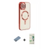 MARSİLYAN™- iPhone 12 Pro Max Kılıf Nova Işık Özel Seri - Siyah 20D Premium Cam Ekran Koruyucu + Shine Kamera Lens Koruma Cam - GS