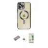 MARSİLYAN™- iPhone 12 Pro Max Kılıf Nova Işık Özel Seri - Siyah 20D Premium Cam Ekran Koruyucu + Shine Kamera Lens Koruma Cam - SABE