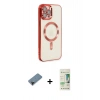MARSİLYAN™- iPhone 12 Pro Max Kılıf Nova Işık Özel Seri - Siyah 20D Premium Cam Ekran Koruyucu + Shine Kamera Lens Koruma Cam - SH