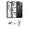 MARSİLYAN™- iPhone 12 Pro Max Kılıf Nova Işık Özel Seri - Siyah 20D Premium Cam Ekran Koruyucu + Renkli Kamera Lens Koruma Cam - TU