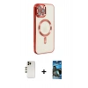 MARSİLYAN™- iPhone 12 Pro Max Kılıf Nova Işık Özel Seri - Siyah 34D Izgaralı Cam + Shine Kamera Lens - GD