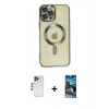 MARSİLYAN™- iPhone 12 Pro Max Kılıf Nova Işık Özel Seri - Siyah 34D Izgaralı Cam + Shine Kamera Lens - LT