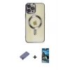 MARSİLYAN™- iPhone 12 Pro Max Kılıf Nova Işık Özel Seri - Siyah 34D Izgaralı Cam + Metal Kamera Lens Koruma Cam - GD