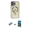 MARSİLYAN™- iPhone 12 Pro Max Kılıf Nova Işık Özel Seri - Siyah 34D Izgaralı Cam + Shine Kamera Lens Koruma Cam - PE