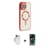 MARSİLYAN™- iPhone 12 Pro Max Kılıf Nova Işık Özel Seri - Siyah 360 Mat Full Body Arka Koruyucu + Shine Kamera Lens - LT
