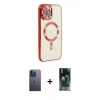MARSİLYAN™- iPhone 12 Pro Max Kılıf Nova Işık Özel Seri - Siyah 360 Mat Full Body Arka Koruyucu + Neon Fosforlu Kamera Lens - MI