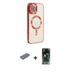 MARSİLYAN™- iPhone 12 Pro Max Kılıf Nova Işık Özel Seri - Siyah 360 Mat Full Body Arka Koruyucu + Renkli Kamera Lens Koruma Cam - MI