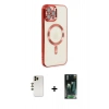 MARSİLYAN™- iPhone 12 Pro Max Kılıf Nova Işık Özel Seri - Siyah 360 Mat Full Body Arka Koruyucu + Shine Kamera Lens - GD