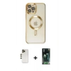 MARSİLYAN™- iPhone 12 Pro Max Kılıf Nova Işık Özel Seri - Siyah 360 Mat Full Body Arka Koruyucu + Shine Kamera Lens - GD