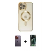 MARSİLYAN™- iPhone 12 Pro Max Kılıf Nova Işık Özel Seri - Siyah 360 Mat Full Body Arka Koruyucu + Neon Fosforlu Kamera Lens - TU
