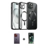 MARSİLYAN™- iPhone 12 Pro Max Kılıf Nova Işık Özel Seri - Siyah 360 Mat Full Body Arka Koruyucu + Neon Fosforlu Kamera Lens - TU