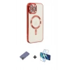MARSİLYAN™- iPhone 12 Pro Max Kılıf Nova Işık Özel Seri - Siyah 3D Antistatik Cam Ekran Koruyucu + Metal Kamera Lens Koruma Cam - GD