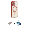 MARSİLYAN™- iPhone 12 Pro Max Kılıf Nova Işık Özel Seri - Siyah 3D Antistatik Cam Ekran Koruyucu + Shine Kamera Lens Koruma Cam - SABE