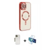 MARSİLYAN™- iPhone 12 Pro Max Kılıf Nova Işık Özel Seri - Siyah 3D Antistatik Cam Ekran Koruyucu + Shine Kamera Lens - GD