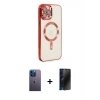MARSİLYAN™- iPhone 12 Pro Max Kılıf Nova Işık Özel Seri - Siyah 3D Antistatik Hayalet Cam Ekran Koruyucu + Neon Fosforlu Kamera Lens - MI