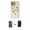 MARSİLYAN™- iPhone 12 Pro Max Kılıf Nova Işık Özel Seri - Siyah 3D Antistatik Hayalet Cam Ekran Koruyucu + Neon Fosforlu Kamera Lens - MI