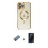 MARSİLYAN™- iPhone 12 Pro Max Kılıf Nova Işık Özel Seri - Siyah 3D Antistatik Hayalet Cam Ekran Koruyucu + Metal Kamera Lens Koruma Cam - KI