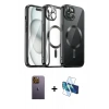 MARSİLYAN™- iPhone 12 Pro Max Kılıf Nova Işık Özel Seri - Siyah 3D Antistatik Seramik Nano Ekran Koruyucu + Sarı Neon Fosforlu Kamera Lens