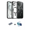 MARSİLYAN™- iPhone 12 Pro Max Kılıf Nova Işık Özel Seri - Siyah 3D Antistatik Seramik Nano Ekran Koruyucu + Renkli Kamera Lens Koruma Cam - YL