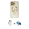 MARSİLYAN™- iPhone 12 Pro Max Kılıf Nova Işık Özel Seri - Siyah 3D Antistatik Seramik Nano Ekran Koruyucu + Shine Kamera Lens - LT