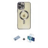 MARSİLYAN™- iPhone 12 Pro Max Kılıf Nova Işık Özel Seri - Siyah 3D Antistatik Seramik Nano Ekran Koruyucu + Shine Kamera Lens Koruma Cam - MI