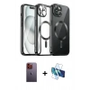 MARSİLYAN™- iPhone 12 Pro Max Kılıf Nova Işık Özel Seri - Siyah 3D Antistatik Seramik Nano Ekran Koruyucu + Neon Fosforlu Kamera Lens - TU