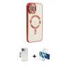 MARSİLYAN™- iPhone 12 Pro Max Kılıf Nova Işık Özel Seri - Siyah 3D Antistatik Seramik Nano Ekran Koruyucu + Shine Kamera Lens - LT