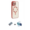 MARSİLYAN™- iPhone 12 Pro Max Kılıf Nova Işık Özel Seri - Siyah 3D Antistatik Seramik Nano Ekran Koruyucu + Metal Kamera Lens Koruma Cam - KI